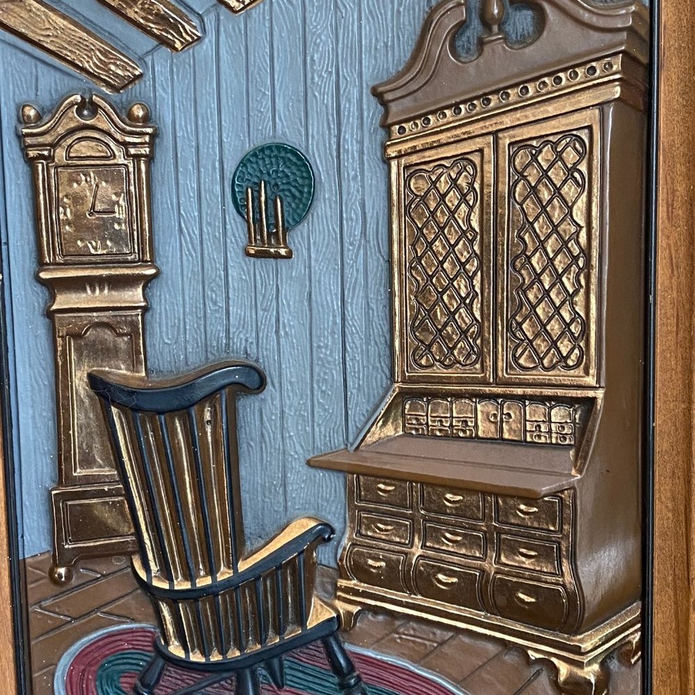 Vintage Hand Colored Turner Accessory Early American Scene 3D Wall Hangings Set - Picture 4 of 16